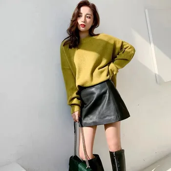 Sheepskin Leather Skirt Women 2024 Fashion New High Waist Skirt Spring Autumn Slim Mini Skirt Genuine Leather Shorts Boots Y2k 3
