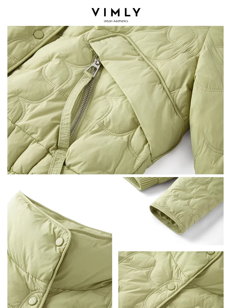 Vimly Women's Crop Down Jacket Stand Collar Full-zip Female Outerwear 2023 Winter Warm White Duck Down Short Coat Overcoat 50676