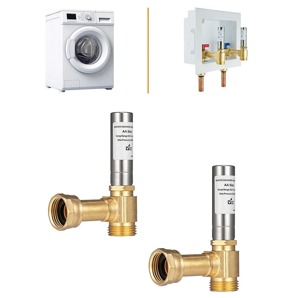 Reduces Noise Stainless Steel Angle Water Hammer Arrestor Washing Machine Angle Water Hammer Arrester 3/4" Malex3/4" Female