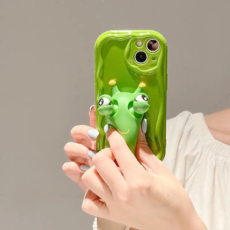 Cute Decompression Squeeze Gazelle Vegetable Bug iPhone15promax14 Phone Case 11/12/13 Soft XR Female 15promax 14prmoax 13promax