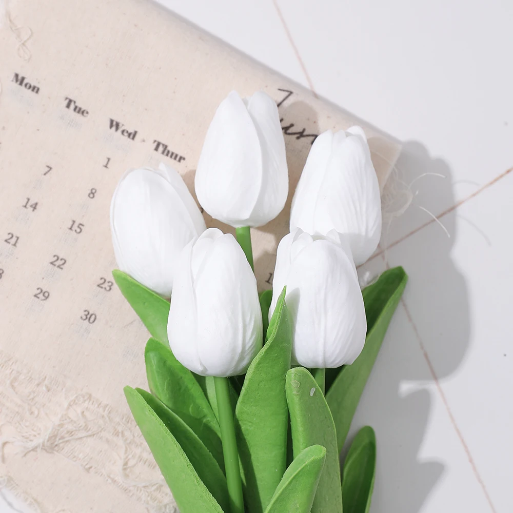 Description Picture 4 of item10Pcs Premium Artificial Flowers Real Touch Tulips Bouquet Fake Flowers For Home Room Bedroom DIY Decor Party Wedding Decoration