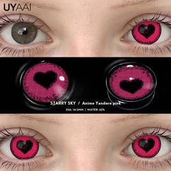 Vibrant Cosplay Halloween Contact Lenses - White, Black, & Red (Anime Yandere pink)