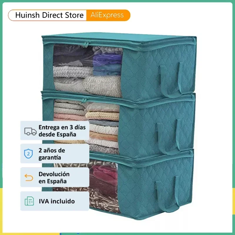 Large Capacity Clothing Storage Box Folding Non Woven Fabric Quilts Clothes Organizer Case With Zipper Organiseurs De Rangement 6