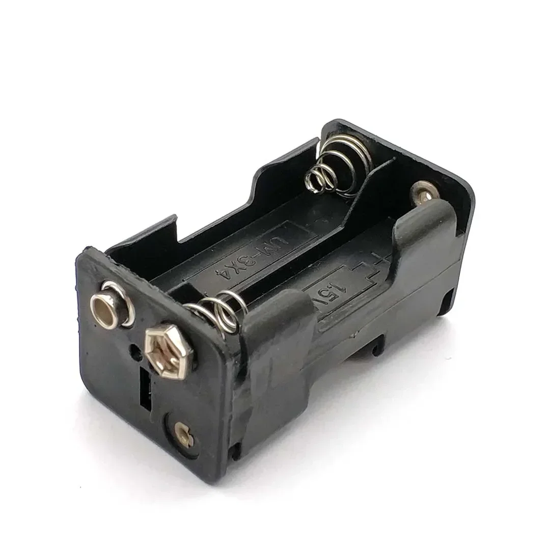 Battery Storage Box Battery Case Battery Holder Battery Box AA Battery Holder 3V 6V 9V 12V for 2X 4X 6X 8X AA Batteries Black Plastic Dual Layers with 9V Connector