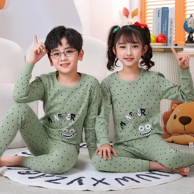 Pyjama d'Hiver en Coton pour Garçon et Fille de 4, 6, 8 et 12 Ans, Ensemble  de Vêtements Mignons pour Adolescent, Halloween