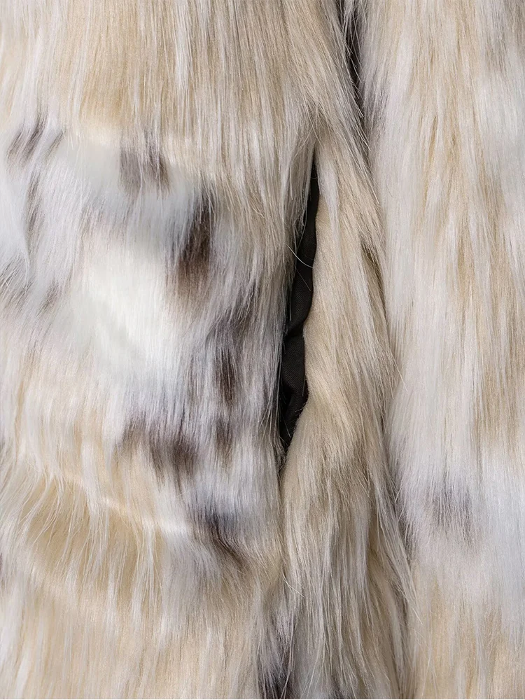 2025 Fall Winter Women Casual Faux Fur Jackets Fashion Streetwear Stand Collar Warm Oversized Thick Coats Ladies Elegant New