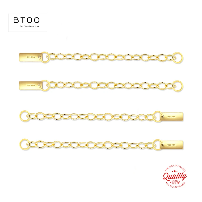 Real 14K Gold Filled Extension Chain 2.1MM Necklace Gold jewelry Minimalist Gold Filled Rectangle Charm Jewelry Making Supplies