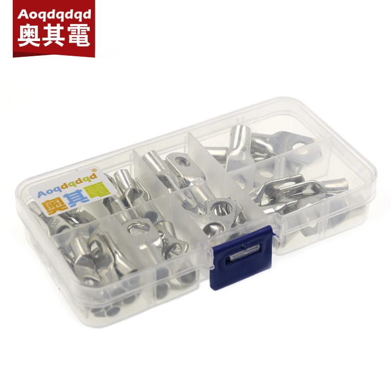 60PCS SC6-25 Series Round Cold Crimp Terminal Connectors Copper Nose Wire Connectors Silver