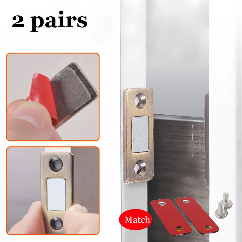 Punching-free Ultra-thin Invisible Door Suction Sliding Door Wardrobe Magnetic Suction 2 Pairs
