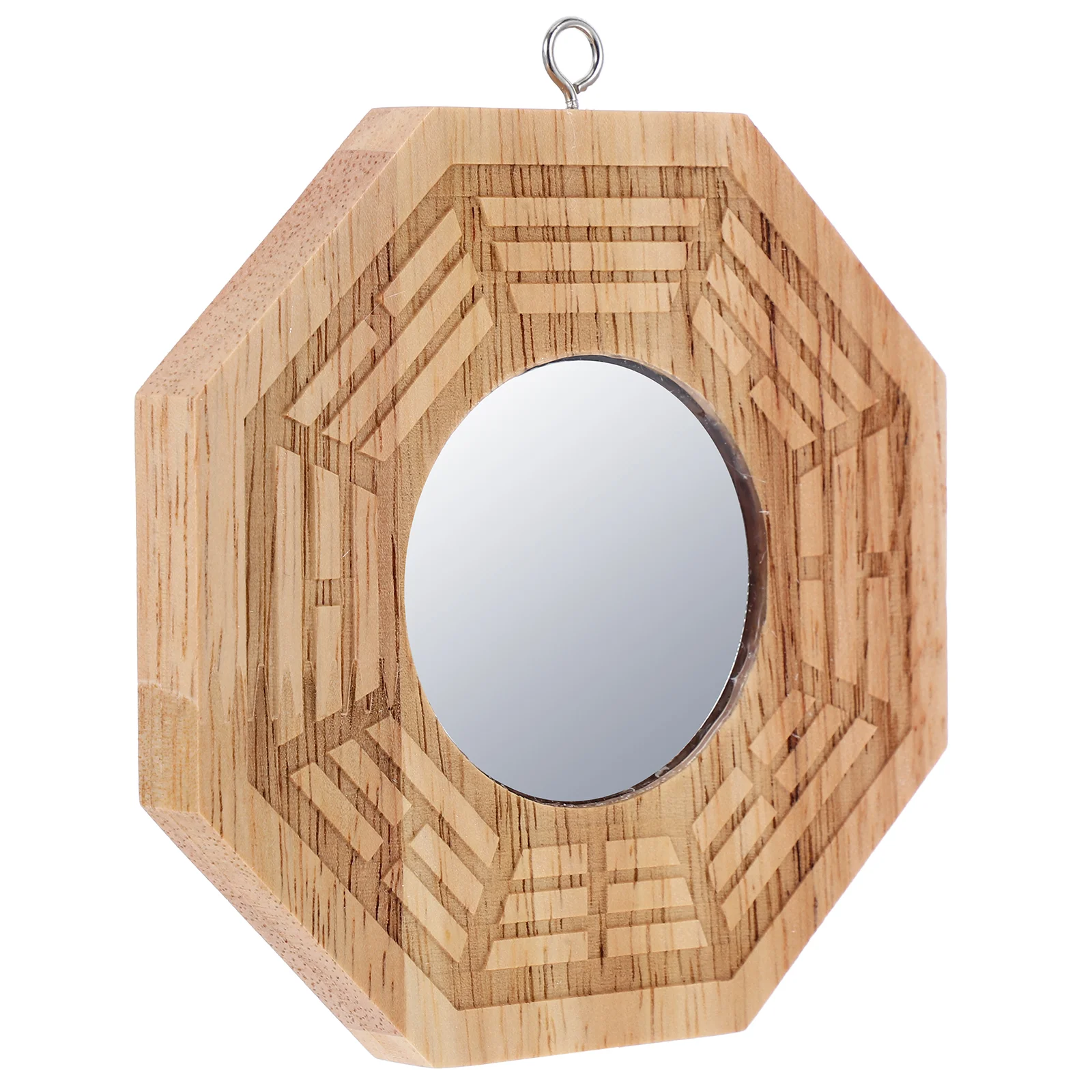Wooden Bagua Mirror Convex Decorative Wall naments Chinese Mirrors For Wall Rustic Home Decor Small MirrorVintage