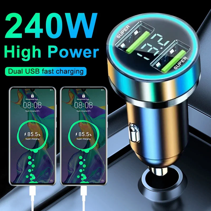 

Car Super Charger 240W Dual Port Fast Charging Fast Charging Adapter for iPhone Samsung Xiaomi Fast Charger with Digital Display