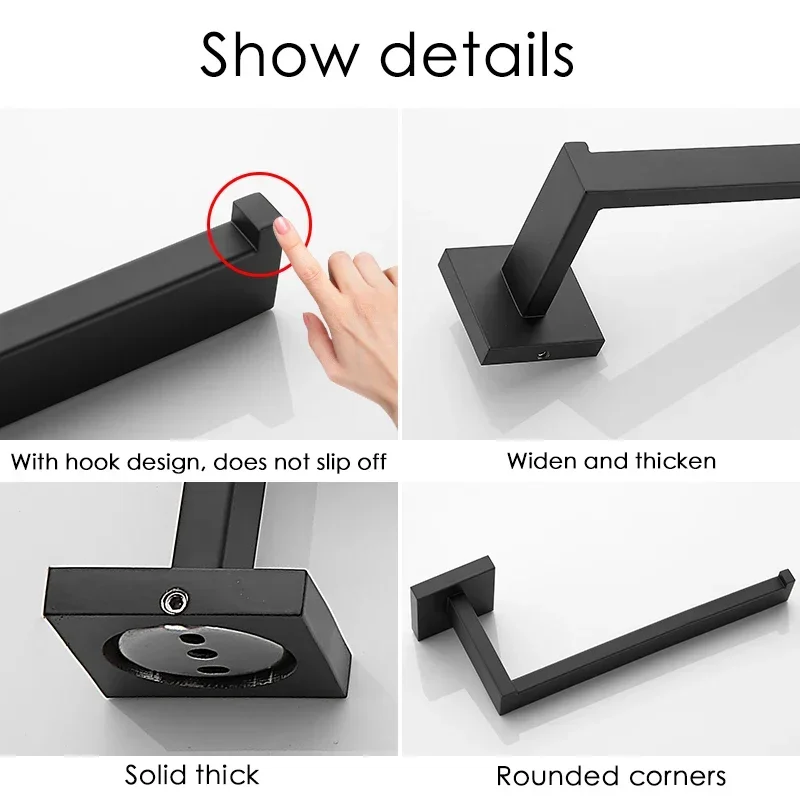 304 Stainless Steel 1 Piece Matte Black Toilet Paper Holder Wall Mounted Tissue Roll Hanger Bathroom toilet paper holder,toilet roll holder,tissue holder