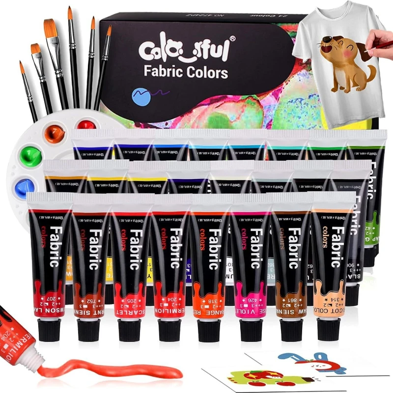 Waterproof Glass Textile Pigments Set for Hand Painting