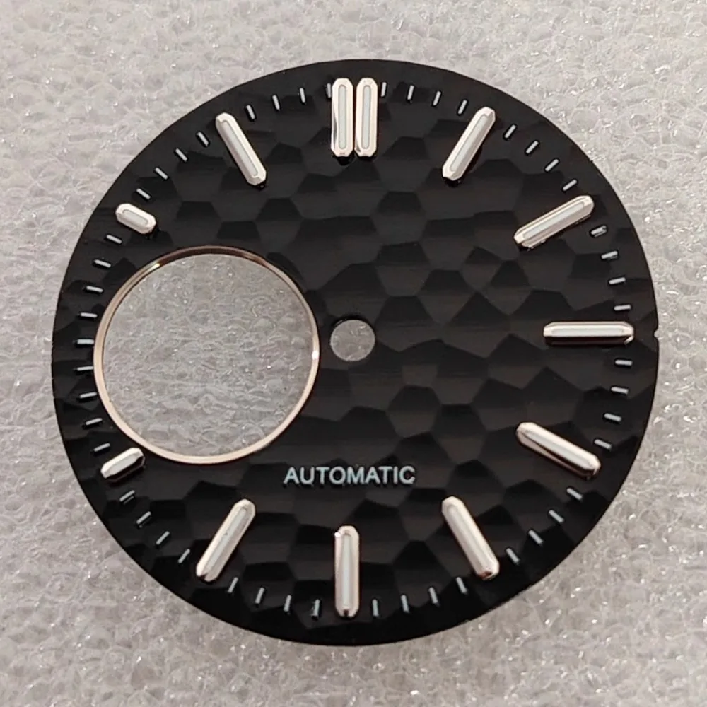 Hammered Texture 28.5mm Watch Dial with Green Luminous Accents