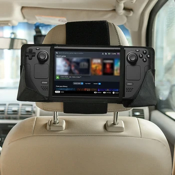 For Steam Deck Game Console Holder with Fixing Strap Car Back Seat Console Rack Nylon Headrest Holder Gaming Accessories 1
