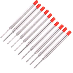 10-Pack Medium Point Ballpoint Pen Refills - Black Ink Stationery Supplies (Red)