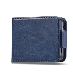 Luxury Leather Wallet Cover with Card Holder and RFID Blocking - Galaxy Z Flip5 (Blue)