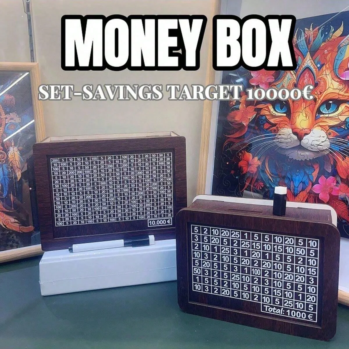 Money Wood Box 1pcs Piggy Bank Wood Money Bank Reusable Box Saving Goal Numbers Boxes Drawer