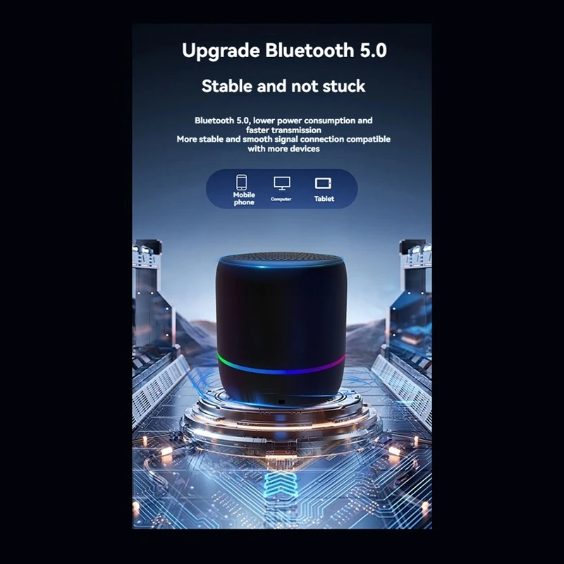 Portable Bluetooth Speaker With AI Voice Control Mini Subwoofer For Outdoor Use Enhanced Bass