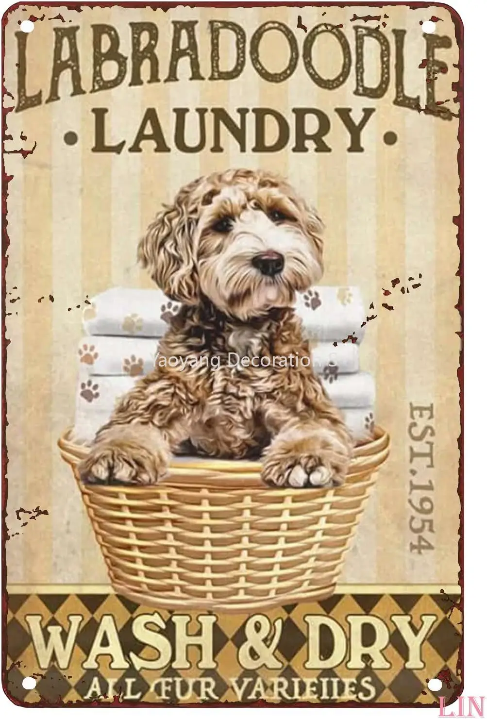 

Metal Sign Labradoodle Dog Laundry Vintage Kitchen Signs Wall Decor Aluminum Signs for Home Bars Man Cave Cafes Retro