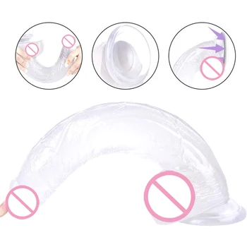32cm Realistic Dildo with Suction Cup Inch Transparent Belt Curved Axis and Ball G-spot Vaginal Stimulator Female Penis Sex Toys 2