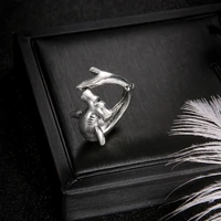 2x Punk Style Shark Rings White Shark & Hammerhead Shark Rings Adjustable Opening Metal Ring Jewelry Decor for Women Men 2