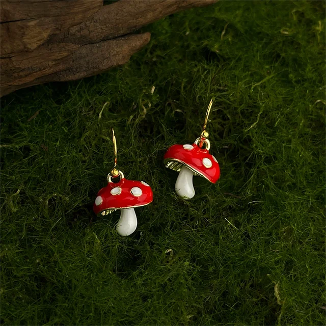 XIYANIKE Sweet Cute Red Mushroom Drop Dangle Earrings For Women Girl Fashion New Handmade Jewelry Gift Party Music Festival