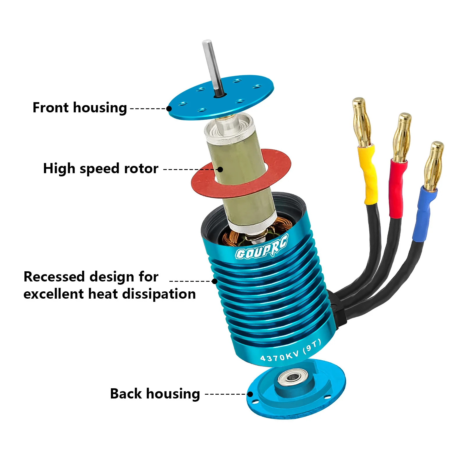Motore Brushless 3650 4370KV 9T per Auto RC 1/10