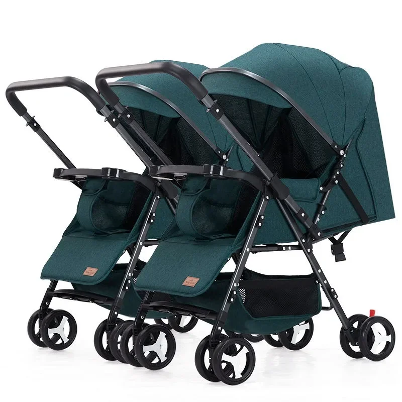 Portable Twin Baby Stroller Multifunctional Twin Baby Stroller Adjustable Backrest Detachable Two-way Baby Stroller Foldable