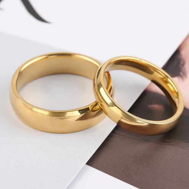 Wedding Rings Wedding Rings Couple Stainless Steel  Stainless Steel Ring  Men Gold - Rings - Aliexpress