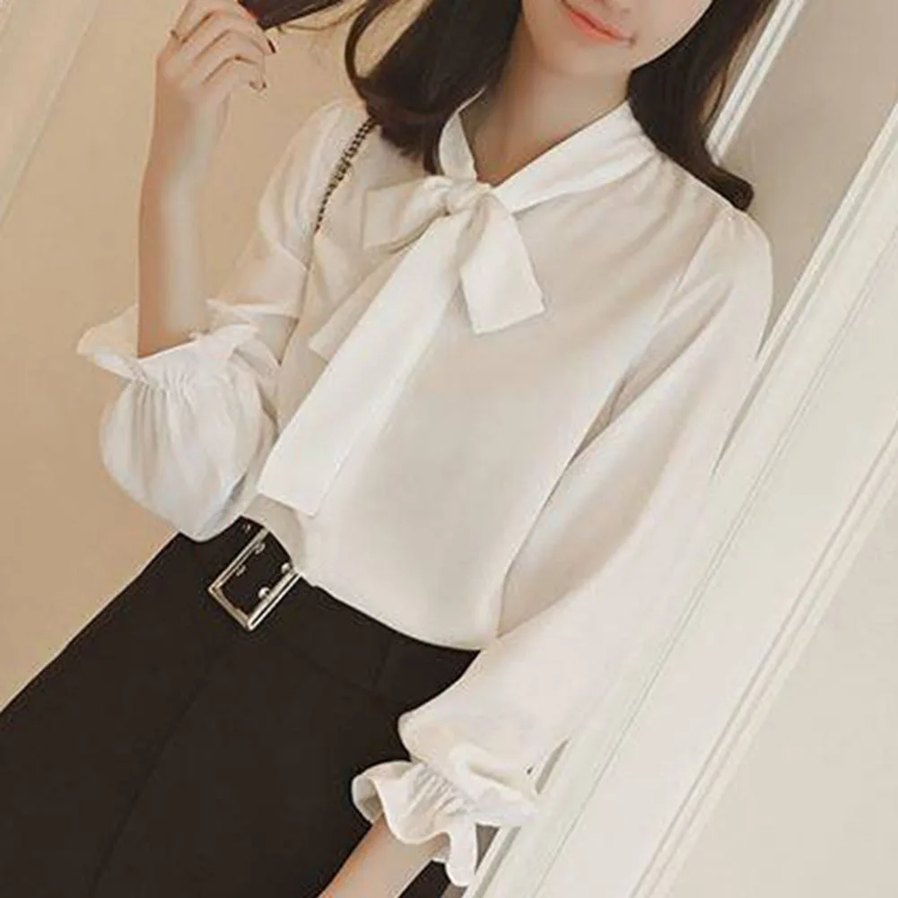 

Going Out Shirt Shirt Parties Shopping Aily Leisure Bow Casual Vintage French Style Long Sleeve Solid Color Womens