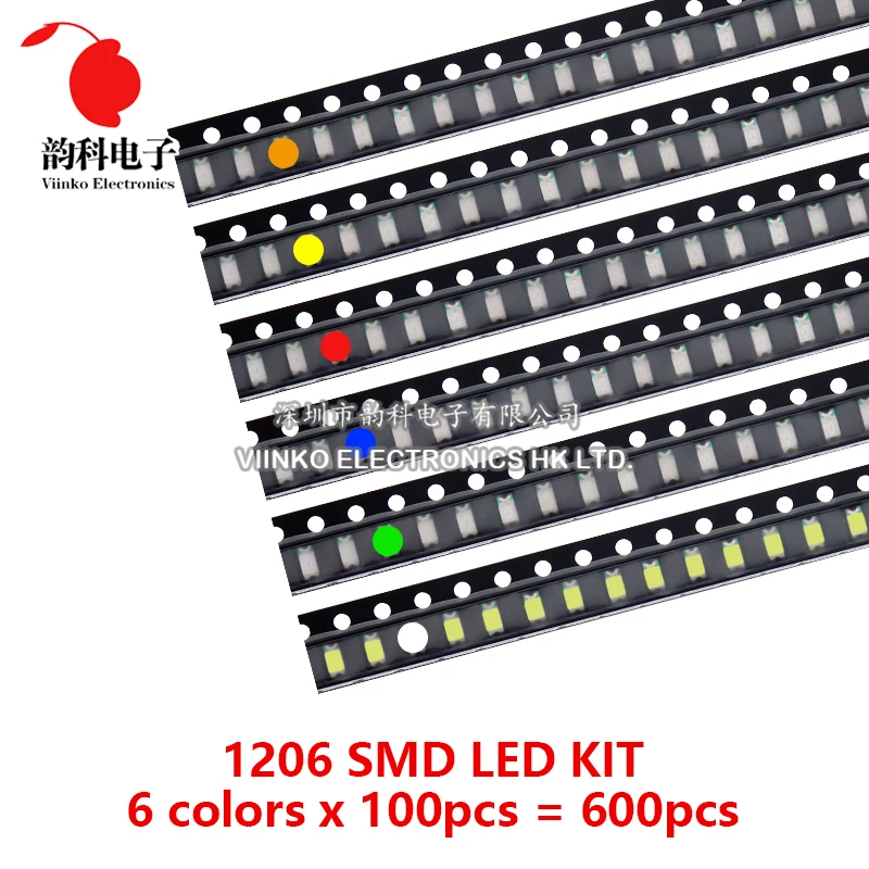 SMD LED Kit 600pcs/500pcs 5050 5730 3528 1206 0805 0603 0402 6colorsX100pcs/5colorsX100pcs Red Green Blue White Yellow Orange led light kit smd led diode kit led diode smd diode