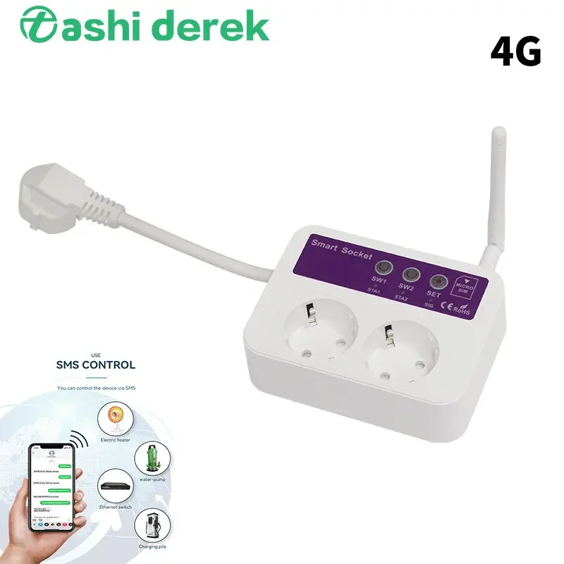 GSM socket SC2-GSM 4G Smart Remote Control OFF/ON Power Switch Plug Socket 16A SMS Optional Temperature Sensor short line 0.1M