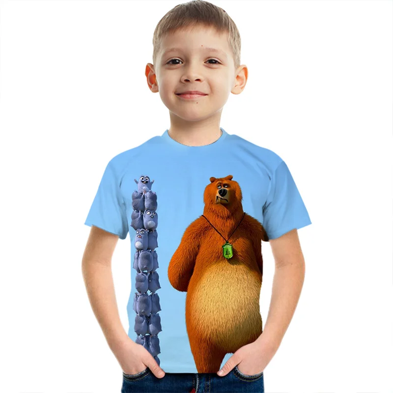 t shirt boy or girl	 Summer Baby Boys Funny Clothes Sunlight Grizzy Bear 3D Print Top Baby Boys Girl Teen Christmas Lemmings Tshirt Camisetas Tops t-shirt kid dress	