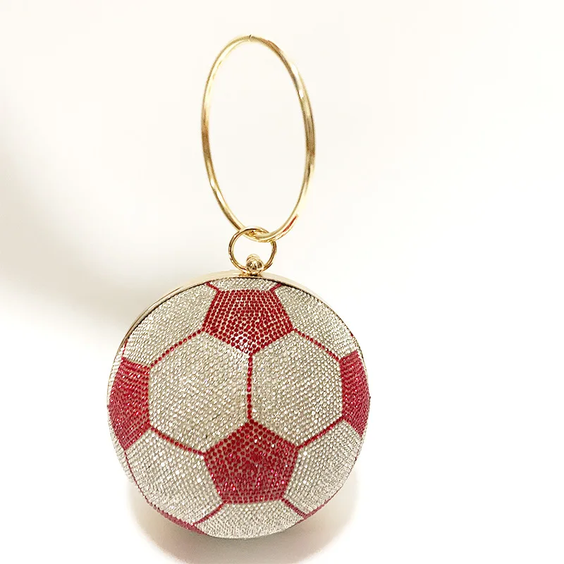 Pink Football Handbag Fashion Rhinestone Bag Diamond Dinner Handheld Bag Diamond Handheld Ball Bag Unique Handbag