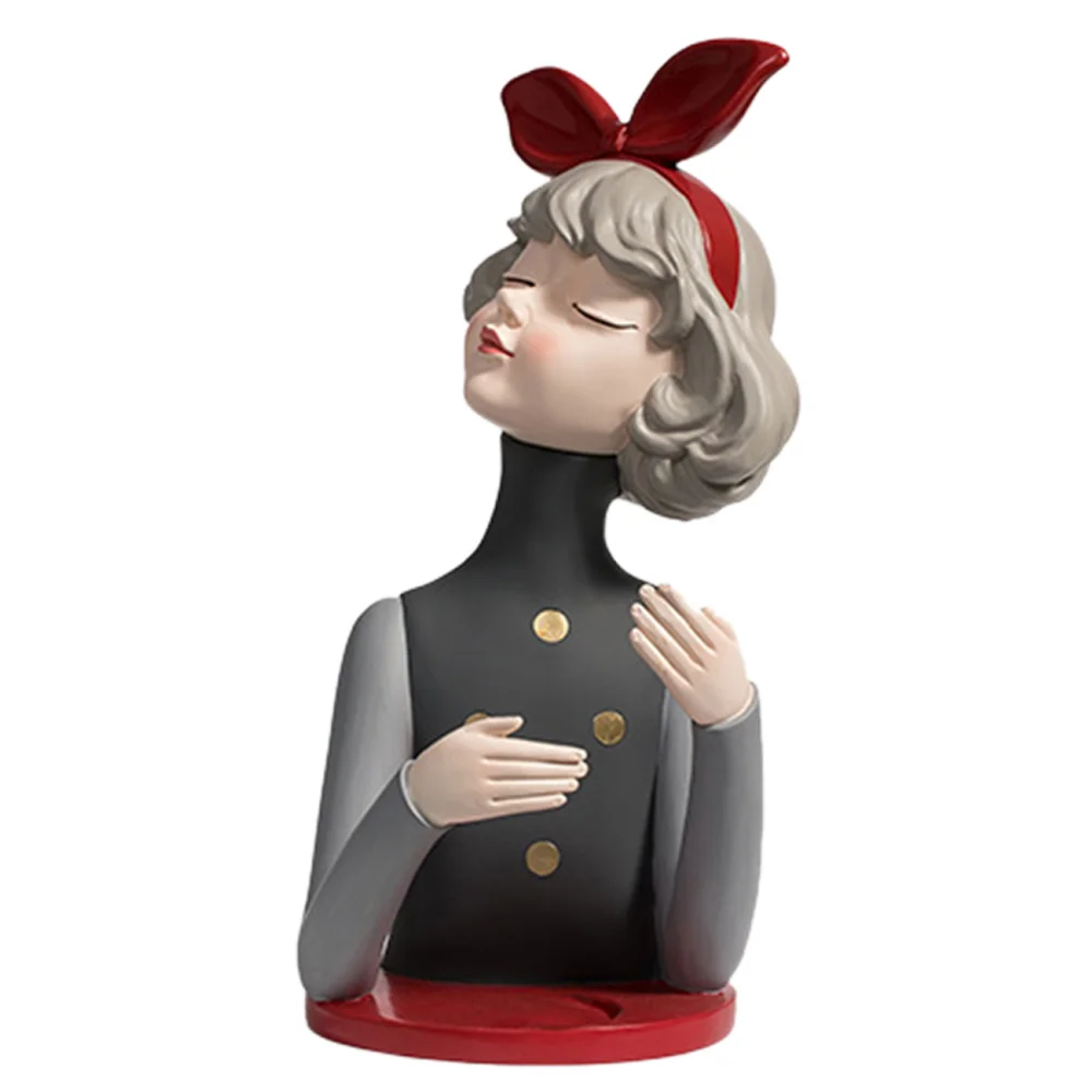 

Скандинавская статуя из смолы с бантиком для девушек, стойка для стаканов для красного вина, стойка для ресторана, бара, скульптура для стола, украшение для домашнего шкафа