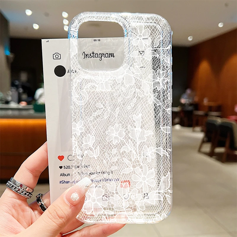 Elegant Lace Design Phone Case - Stylish Protective Back Cover