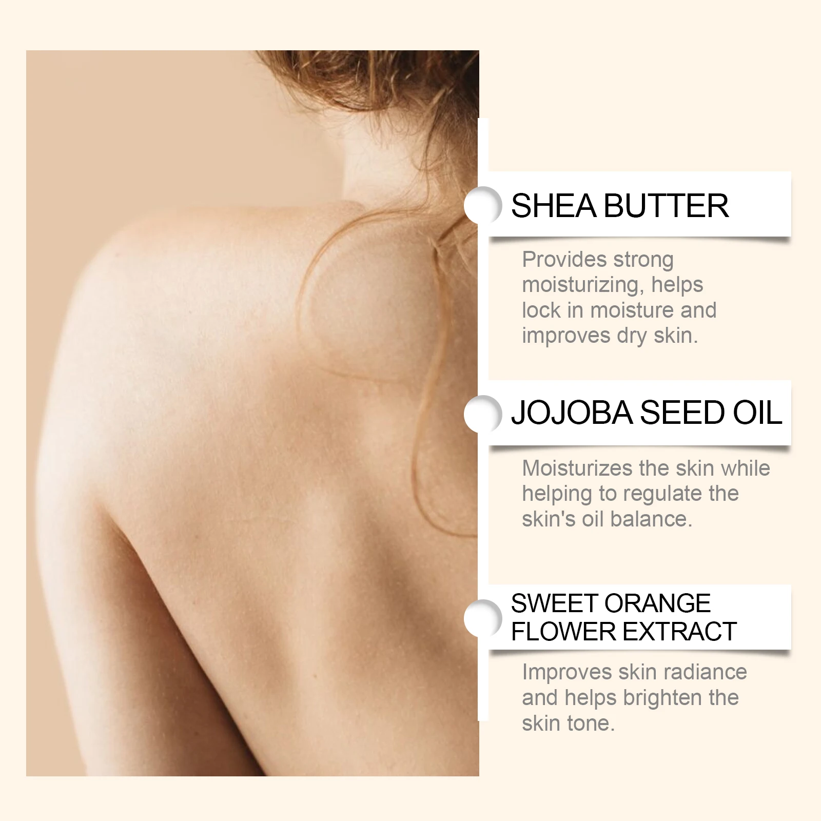 Shea Butter Moisturizing Cream: hydrating, moisturizing, for skin care, relieving dryness, and leaving skin soft and smooth.