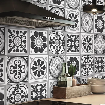 Mediterranean Style PVC Wallpaper Roll – Waterproof & Moisture-Proof Kitchen & Bathroom Wall Sticker 1