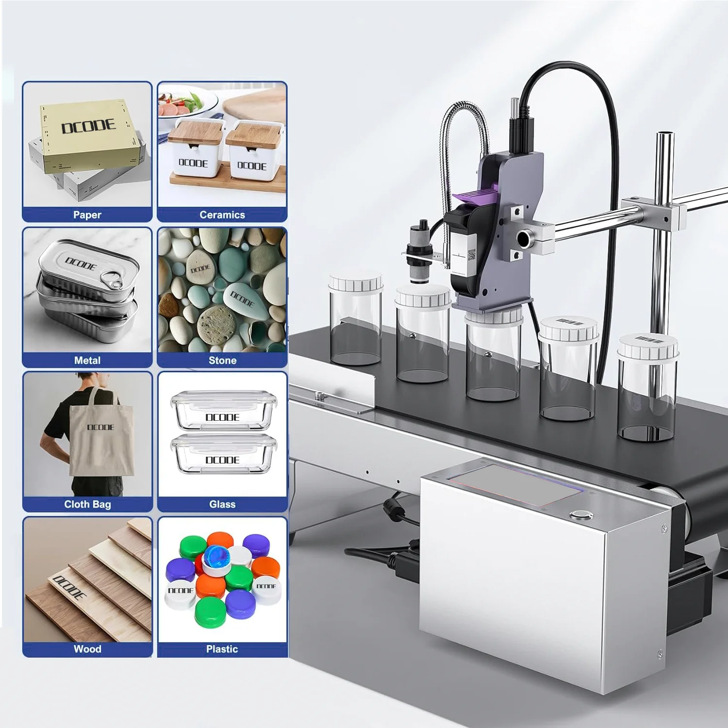 P30 12.7mm/25.4mm Inkjet Printer with Conveyor Belt 4.3inch Touchable Screen QR