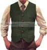 V Neck Men's Suits Vest  Herringbone Tweed  Formal Business Waistcoat Vest For Men For Wedding 5