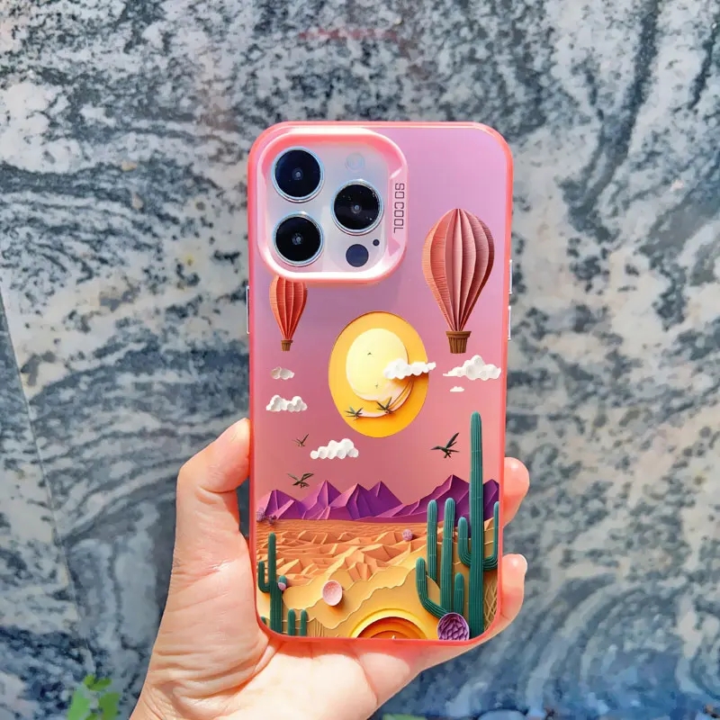 2D-Druck Landschafts-Handyhülle für iPhone 17 Pro Max 13 12 Mini 11 Pro Max 15 14 16 Pro Max Plus Kreative Berg-Laser-Abdeckung – Detail 2