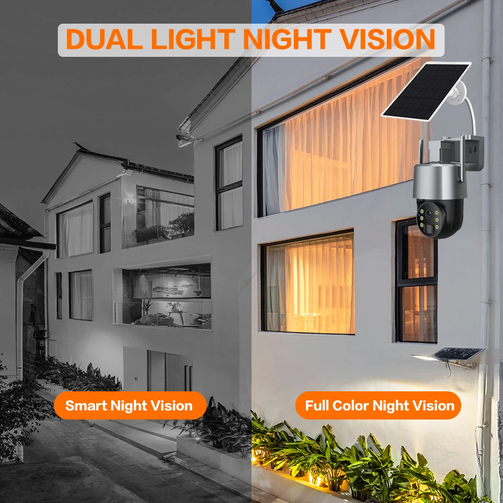 5MP TUYA Solar Camera WIFI Outdoor Solar Powered Security Camera Color Night Vision PIR Motion Sensor Light Wireless PTZ Camera