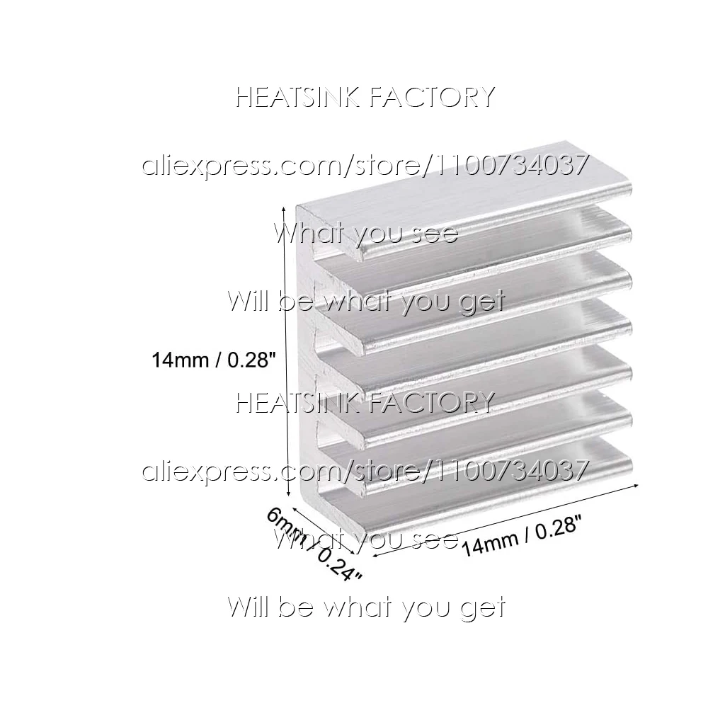 양극산화 알루미늄 냉각 방열판, 열 양면 테이프 포함, 14x14x6mm, 실버 및 블랙