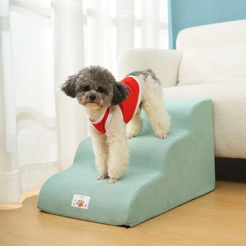 Pet Stairs for Small Dogs Cats Anti-slip 2/3/4 Steps Ramp Ladder for Sofa Bedside Memory Foam with Washable Cover Pet Supplies