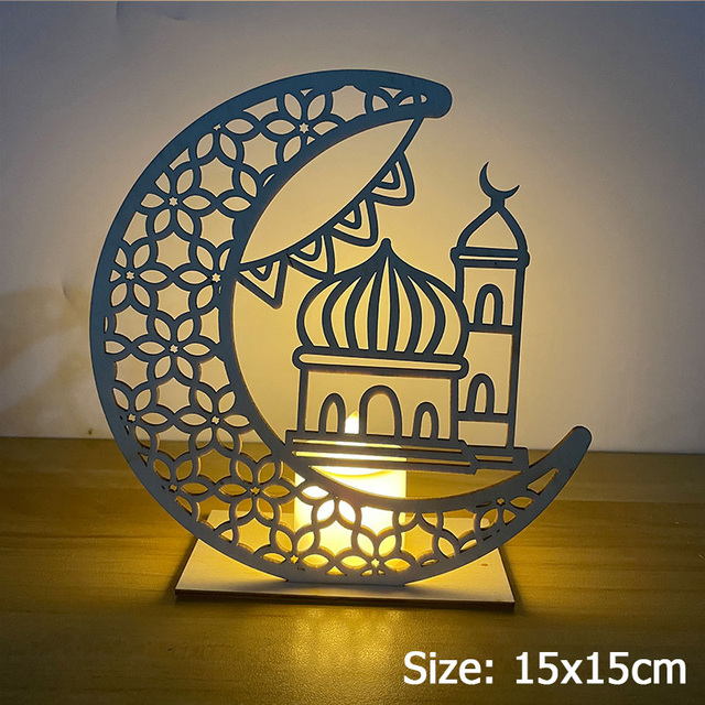 Eid Mubarak Decorations for Home Wooden Table Stand Moon Plaque Hanging Pendant Islam Muslim Event Party Supplies