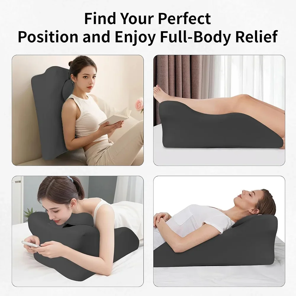 Bed Wedge Pillow for Acid Reflux or Sleeping with New Prone Position Ergonomic Pillow for Reading, Couple's Lying Pillow