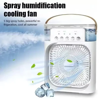 Summer Cooling Fan 3 In 1 Portable Desktop Humidifier USB Mini Air Conditioners Night Light Water Mist For Home, Office 1