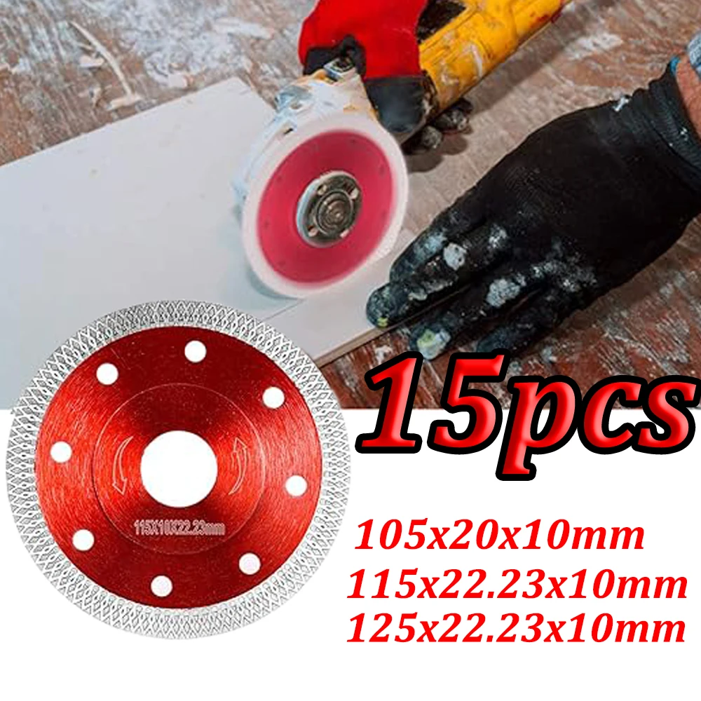 1-15Pcs 105/115/125mm Tile Diamond Saw Blade Porcelain Cutting Discs Ultra-thin Granite Marble Wet Turbo Circular Saw Cutter