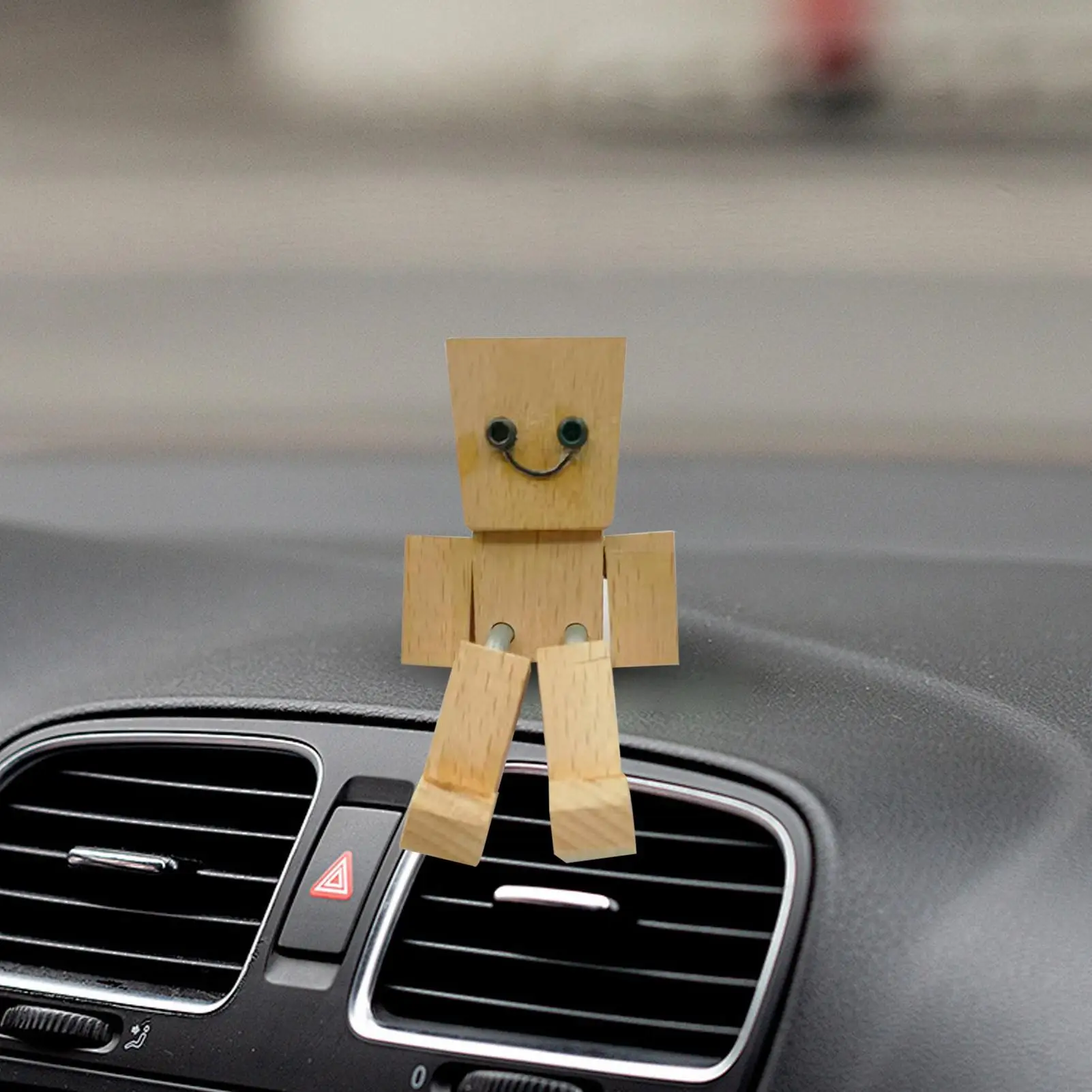 1PC Shaking Wooden Man Figurine With Strong Magnetic Base Cute Car Interior Wood Ornaments Funny Wood Desktop Decor